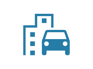 Icon Infrastruktur: ein Auto und ein Gebäude